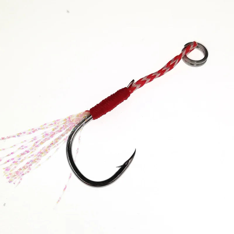 Sea Fishing Jig Hook with Assistant Feather Fishing Hook with Ring MegaBDM