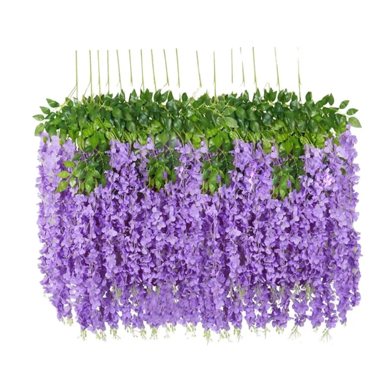 Popular Wisteria Artificial Flower Hanging Wisteria Vine and Silk Flowers Decoration for Wedding and Christmas