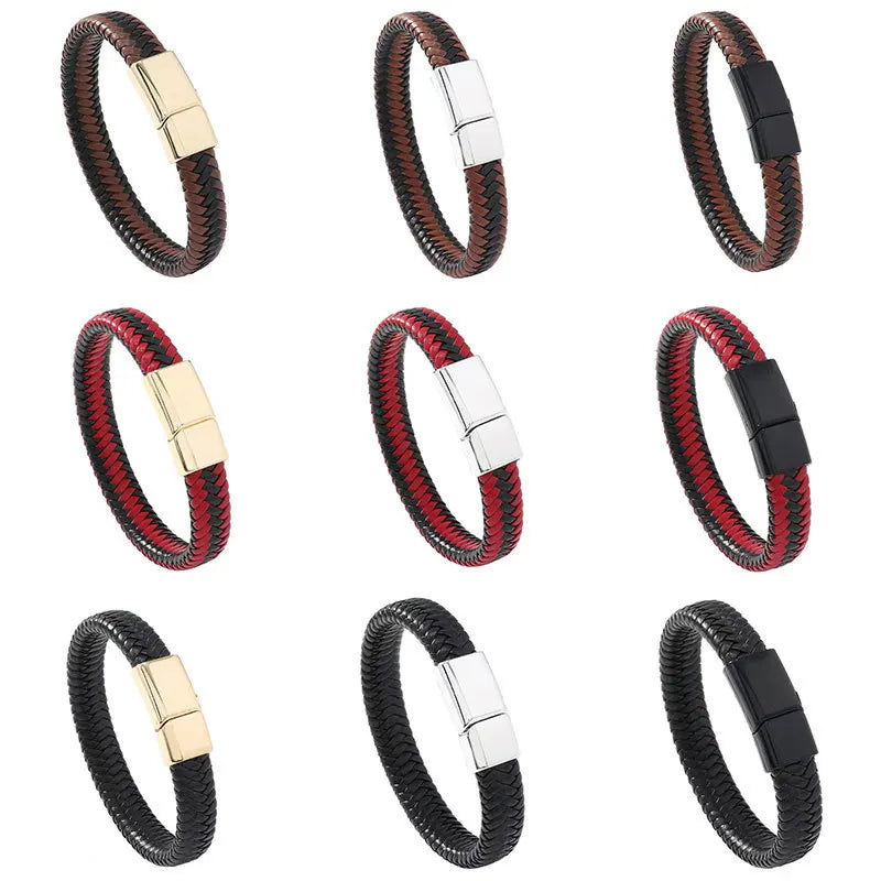 2025 Summer Trendy Fashion Magnetic Clasp Bracelet Vintage Personalized Multi-color Braided Leather Bracelet Gifts for Women Men