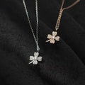 925 Sterling Silver Cubic Zirconia Four Leaf Clover Pendant Rose Gold Plated Link Chain Necklaces Fine Jewelry for Women