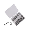 100Pcs High Carbon Steel Single Circle Fishing Hooks Set Box 10 Series for Fly & Carp Fishing in River & Lake