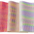 Fashionable Rainbow Alligator Grain PU Faux Leather Waterproof Stretch Material for Garments Handbags Luggage Shoes Decorative