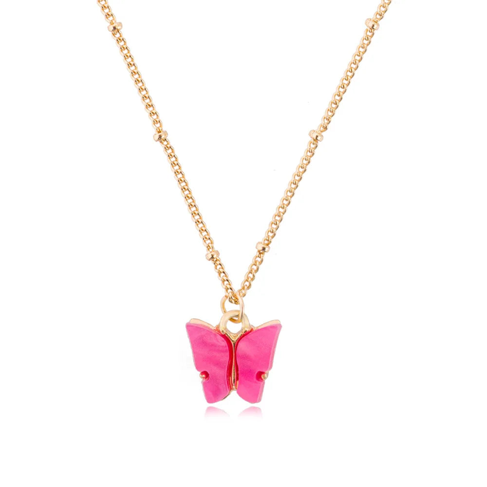 Valentine's Day Gift to My Wife Trending Woman Necklaces Jewellery Gold Cute Womens Black pink butterfly Green Necklace
