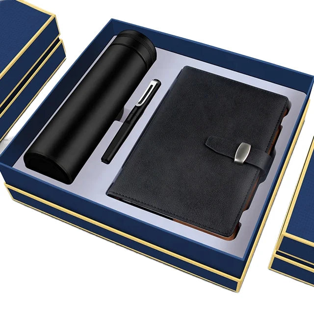 Promotional Business Custom Gift Logo Vacuum Thermos Pen Notepad Souvenir Wedding Set Gift  Free Giveaways with Gift Box