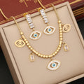 Wholesale Fashion Stainless Steel 18k Gold Plated Zircon Devil Eye Jewelry Set for Women