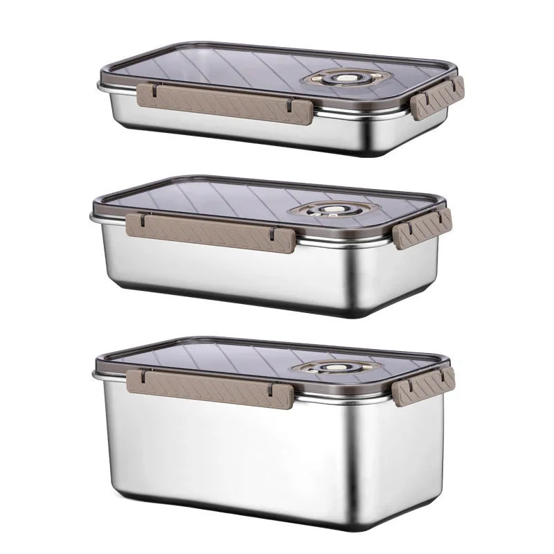 304 Food Grade Simple Refrigerator Fruit Stainless Steel Lunch Box Sealed Storage Box