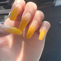 ABS Professional Long Gradual Yellow Ballerina Press on Nails Full Cover False Nail Coffin Fake Nails