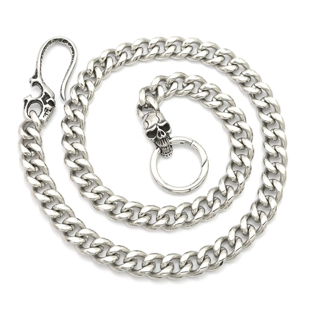 JoyYo Jewelry Designer Custom Lifetime Thick Solid Link Silver Plated Stainless Steel Skeleton Clasp Punk Biker Anniversary