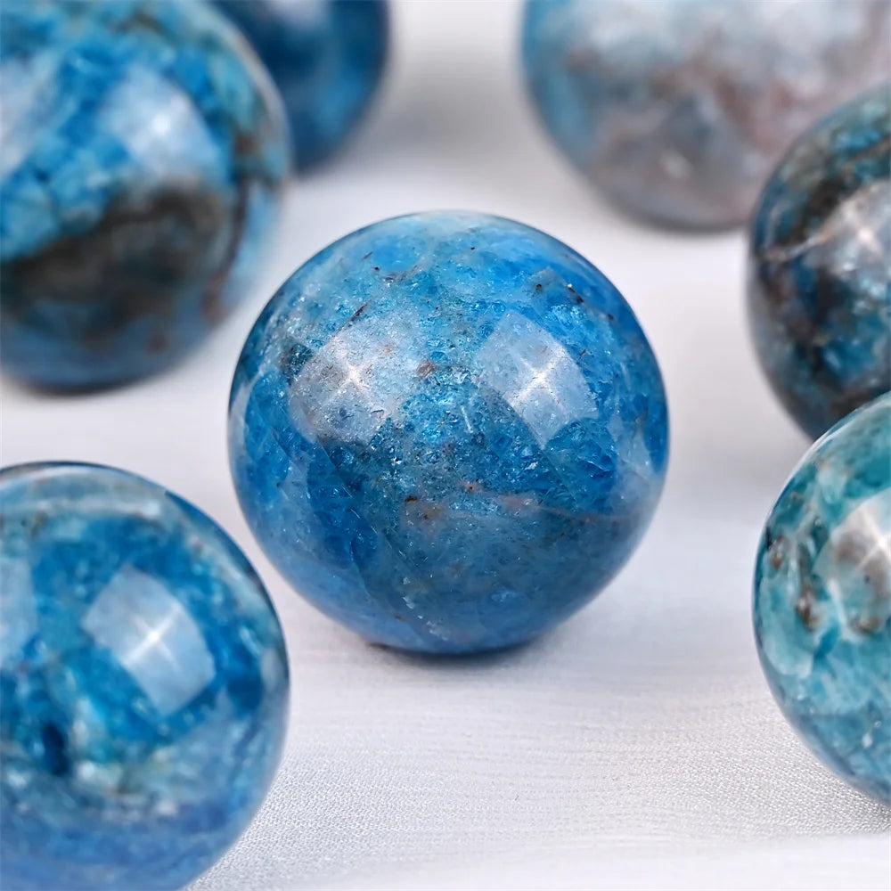 Wholesale Natural Healing Stone Crystal Polished Beautiful Blue Apatite Sphere for Decoration Gift