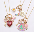 Hot Sale Cute Kids Jewelry Candy Color Enamel Pretty Heart Unicorn Charms Key Pendants Necklaces for Children