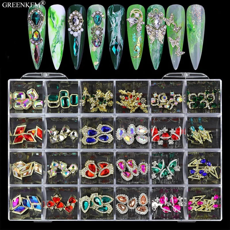 Luxury Brand Logo Metal Alloy Nail Art Rhinestone Charms 3D Nail Art Jewelry Zircon Decoration Designer Nail Charms