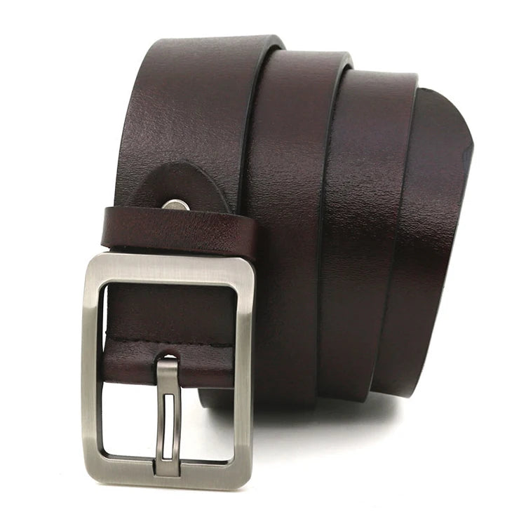 Stock Vintage Classic Men Genuine Leather Belt Cow Leather Alloy Buckle Belt for Man