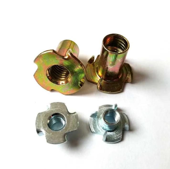 M5M6M8M10M12 1/4'' 5/16'' 3/8' Carbon Steel Furniture Zinc Plated DIN 1624 Insert Galvanized 4 Prong Tee T Nut Four Claws Nuts