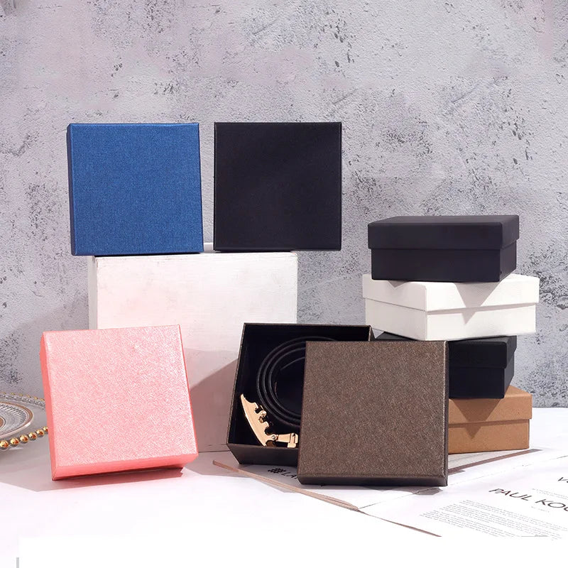 Custom Logo Printed Wedding Gift Card Box Wedding Perfume Watch Packaging Unique Square Kraft Jewelry Box
