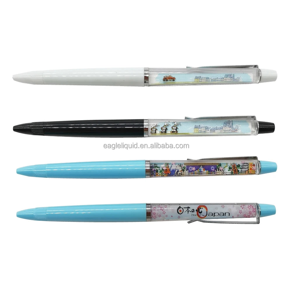 Advertising Floating Logo Pen Cheap Plastic Ballpoint Pen Japanese Style Liquid Oil Aqua Pen