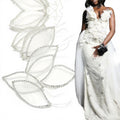 WHD-130  3d Rhinestone Appliques Organza Cut Leaf Lace Embroidery Flower Patches for Wedding Gown Bridal