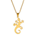 Lucky Lizard Gecko Necklace for Women Stainless Steel Chain Necklace Fashion Wildlife Reptile Jewelry Salamander Necklace