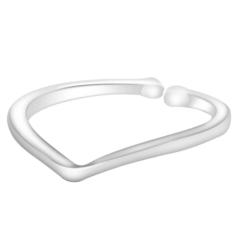 925 Sterling Silver Ring Simple V-shaped Female Tail Ring Opening Adjustable Accessories Girls Versatile New Trend