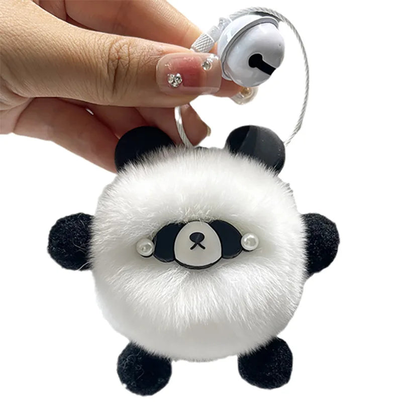 Soft Cute Rex Rabbit Fur Panda Pendant Personalized Creative Plush Doll Key Chain Bag Pendant Gift