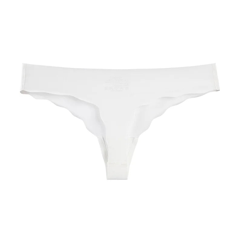 New Arrival Everyday Romantic Solid Knitted Breathable Eco-Friendly Wavy Edge Ice Silk Low-rise Seamless Brief Nylon Spandex