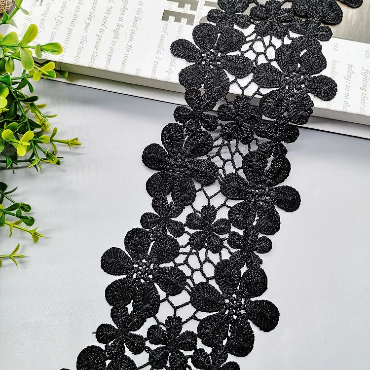 Flower Embroidery Lace Fabric Milk Fiber Water Soluble Fashionable Bride Wedding Dress Decorative Lace