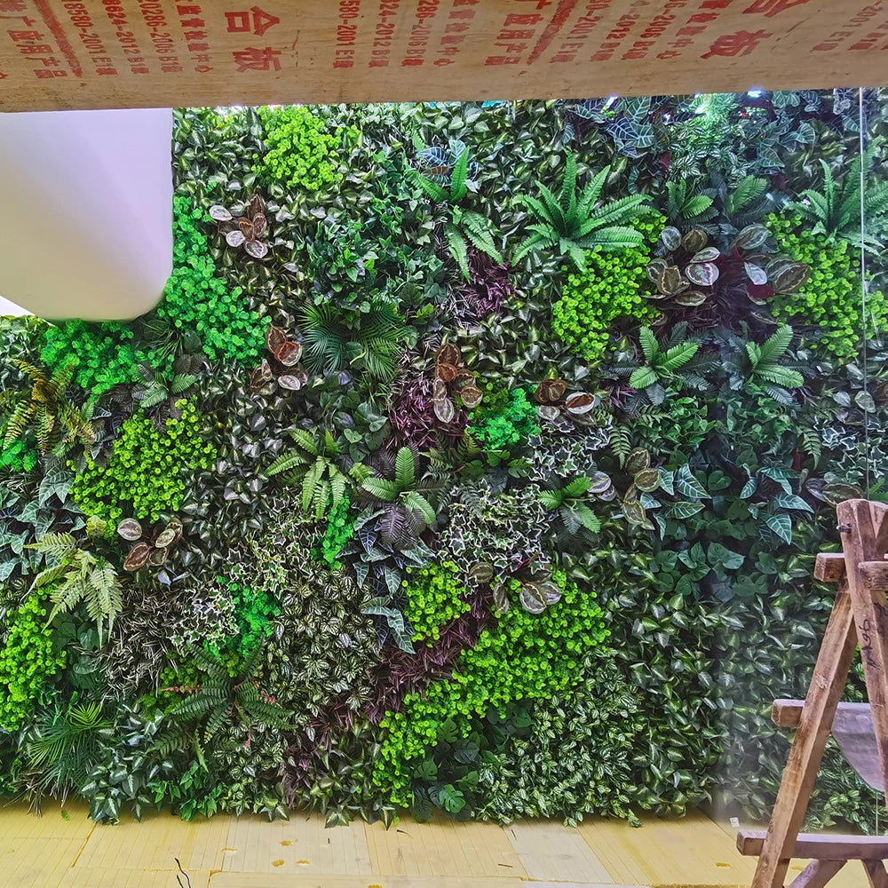 New Design Customized Jungle Style Vertical Artificial Plastic Wall Hanging Plant Green Grass Wall Home Decoration 1pc 5-8 Year