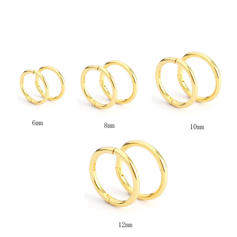 FUAMAY 6mm 8mm 10mm 12mm Cartilage Earring Nose Rings for Women Silver Gold Plated Hoops Earrings