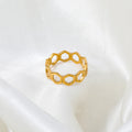 Non Tarnish & Waterproof Honeycomb Stainless Steel Ring for Women 18K Gold Plated Jewelry
