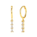 Nagosa Dangling 18k Gold Vermeil 925 Sterling Silver Triple baguette Cubic Zirconia Dangle Hoop Earrings