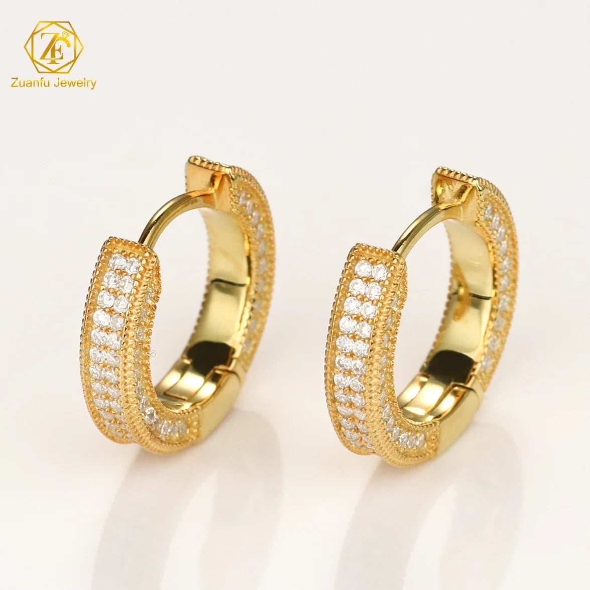 Directly Ship Women Hoop Earrings Full Diamond Big Circle Silver 925 Plated Yellow Gold Moissanite Earrings for Party