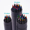Stock 12 /24 / 36 Color Black Wood Color Pencil with clear Pencil Sharpener Cover or Black Tube Packing
