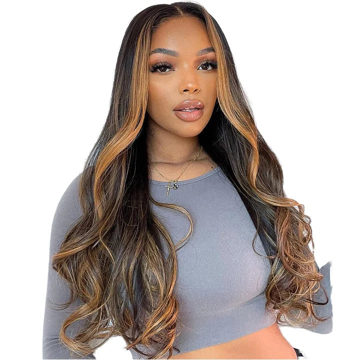 Hot Sale Colored Wigs Human Hair Lace Front #4/27 Highlight Body Wave Hair 13x4 Lace Frontal Brazilian 100 Human Raw Wigs