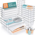 25 PCS Plastic Drawer Storage Set Desk Drawer Divider Organizers and Storage Bins for Makeup Jewelry Office Refrigerator Storage