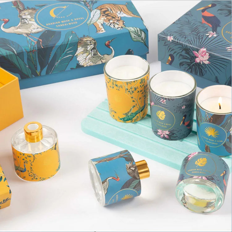 Candle Gift Box Soybean Wax Aromatherapy Candle CupEssential Oil Set Aromatherapy and Smokeless Fragrance