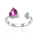 C4623 OEM ODM Classic Symbolic Jewelry Arrow Heart Natural Pink Topaz Gemstone Open Silver Ring for Engagement