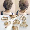 ShangHai Korean Metal Geometric Hair Claw Barrettes Elegant Clip Crab for Women Hollow Out Hairpin Headwear Girl Hair Accessory