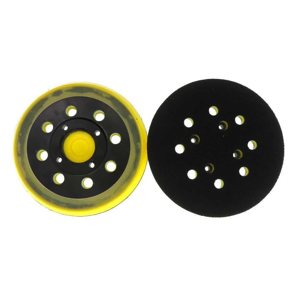 5Inch 122mm 8 Holes Yellow Hook and Loop Backup Plate PU Foam Sanding Disc Backing Pad for Sanders Polishing Metal Wood