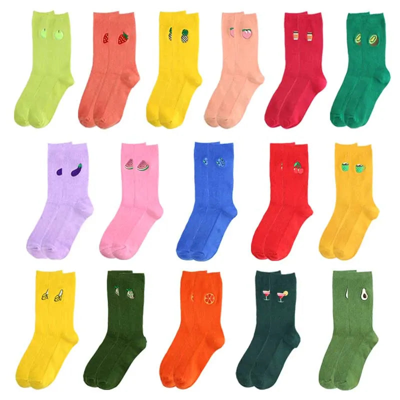 Custom logo Socks Solid Color Fruit Peach Strawberry Animal Cute Cartoon Cotton Women Socks Fashion Funny  Socks