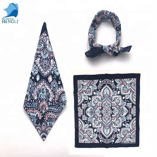 100% Cotton Custom Fashion National Style Daily Wear Hair Accessory Multifunctional Big square Customised Bandana for Men