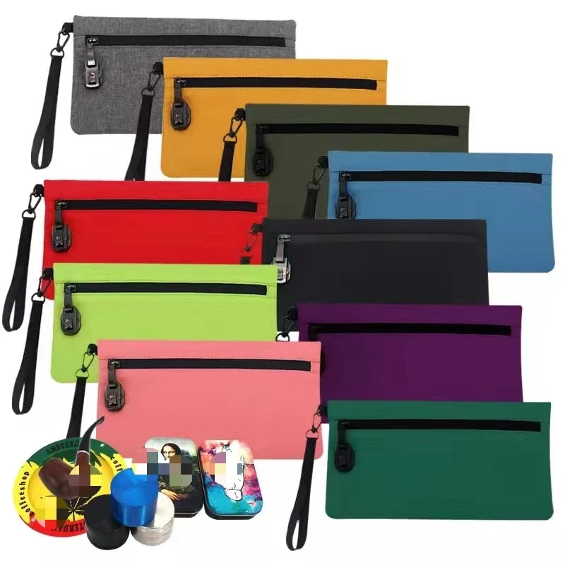 2026 Carbon Lined Stash Odor Smellproof Smoke Pouch Custom logo Smell Proof Bag with Combination Lock for Smoking Accessories