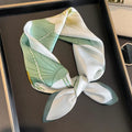 Latest Fashion 100% Mulberry Silk Printed Square Hair Scarf Summer Lotus Floral Pattern Pure Silk Neck Tie Short Small Scarf