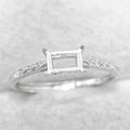 Sterling Silver 4*6/4*8mm Semi Mount Ring Square Shape Empty Frame Blank Claws Setting S925 Base Without Center Stone Inlay DIY