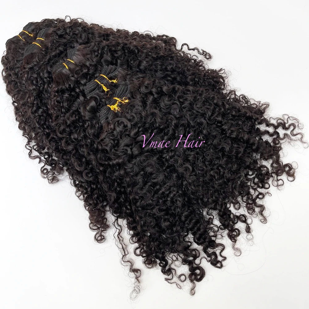 VMAE Peruvian Kinky Curly Virgin Hair Extension Non Chemical Cuticle Aligned Raw Indian Curly Hair Weft Bundles