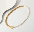 TOP Selling Fashion Freshwater Pearls Necklace for Men and Women 18K Gold Plated Cuban Chain Choker Stainless Steel Jewelry