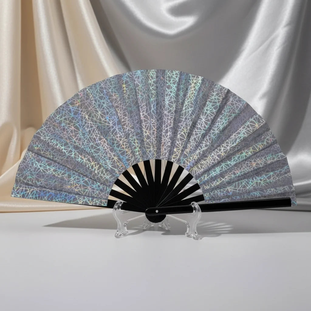 13 Inch 33 cm Customized Painted Durable Large Promotional Gift Portable Folding Reflective Bamboo Hand Fan
