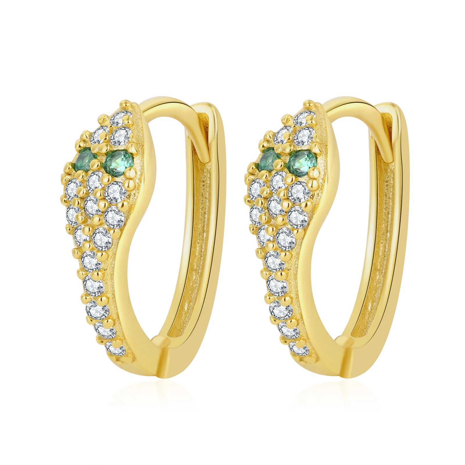 Animal Jewelry New 18K Gold Plated S925 Sterling Silver Zircon Snake Animal Cute Earrings Simple Jewelry
