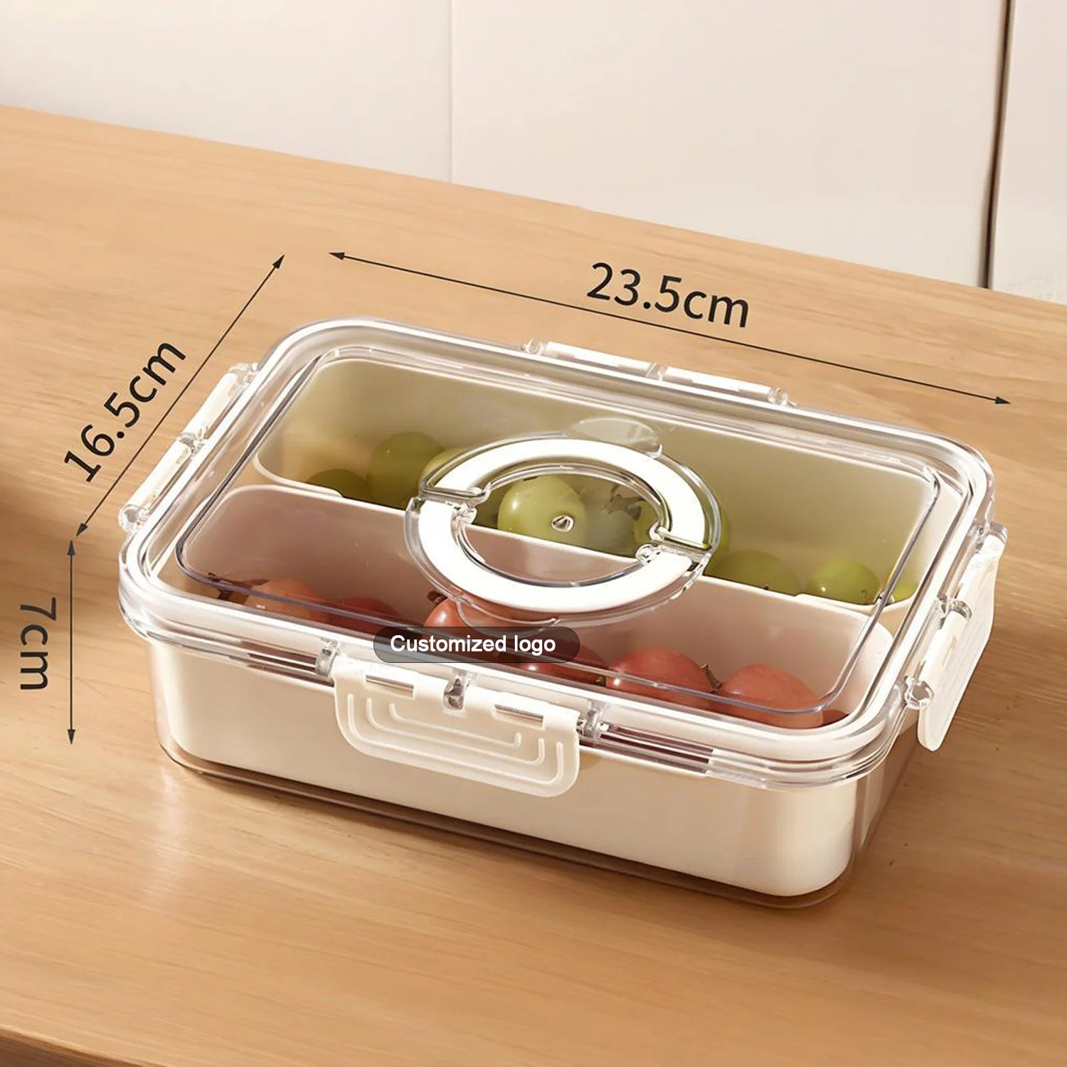 HOT Divided Serving Tray With Lid and Handle Portable Snack Compartment Platters Fresh Keeping Food Storage Snack Box Container
