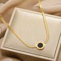 Newest Gold Plated Couple Custom Minimalist Titanium Steel Black Disc Pendant Snake Necklace