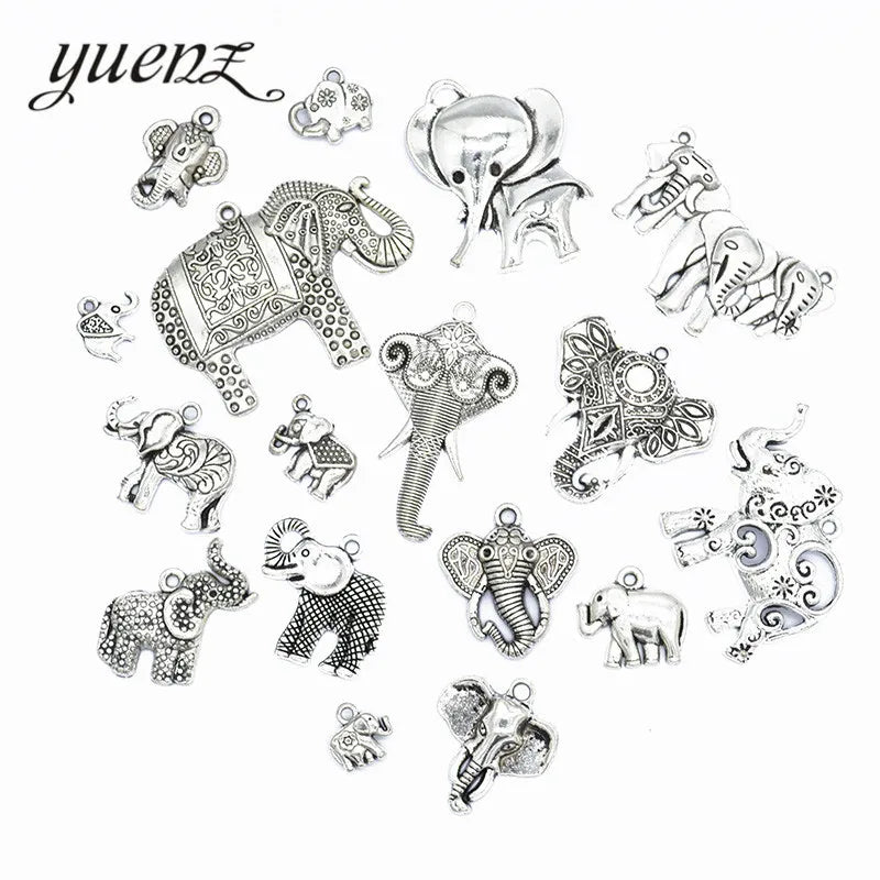 YuenZ Mixed 17 pcs/set Antique silver color Elephant Charms Zinc Alloy necklace earring bracelet jewelry DIY handmade U038