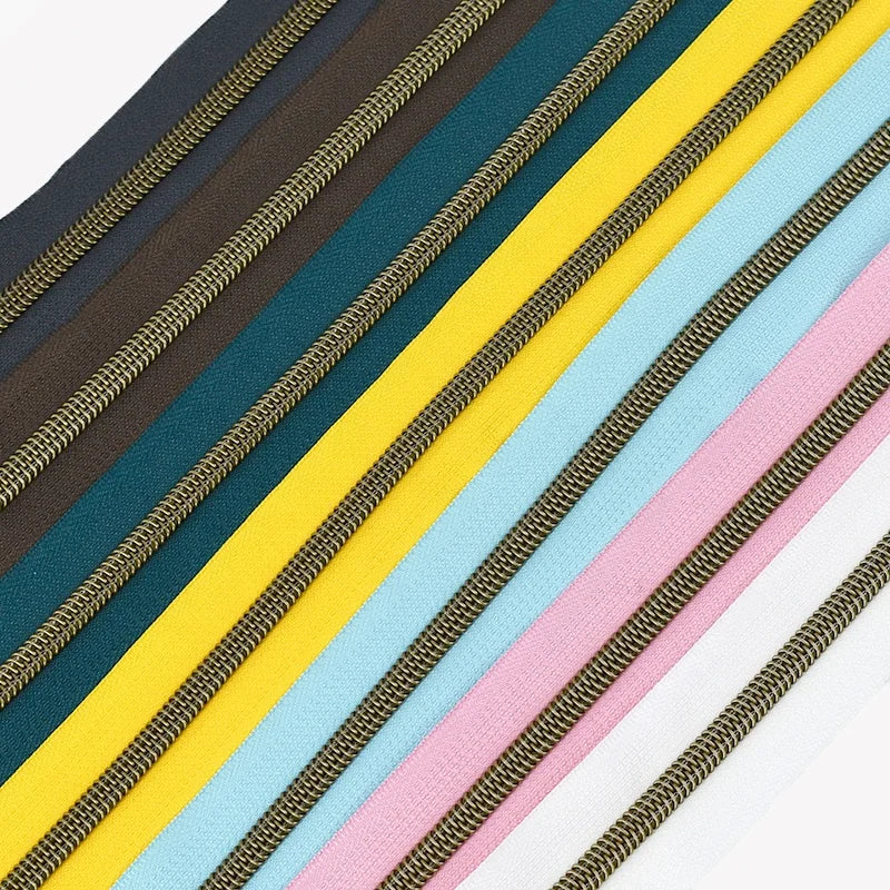 Meetee KY379 5# Luggage Accessories DIY Handmade Sewing Material Colorful Zip Fabric Choice Antique Bronze Teeth Nylon Zip Tape